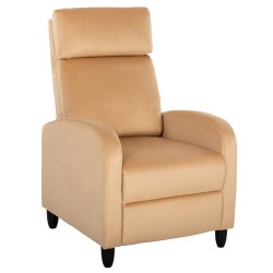 Πολυθρόνα Relax Hiber σε χρώμα εκρού βελούδο διαστάσεων 67,5x90x104Υcm