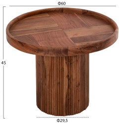 Τραπέζι σαλονιού στρόγγυλο Rajjeh μασίφ ακακία φυσικό χρώμα φ60x45Ycm