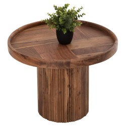 Τραπέζι σαλονιού στρόγγυλο Rajjeh μασίφ ακακία φυσικό χρώμα φ60x45Ycm