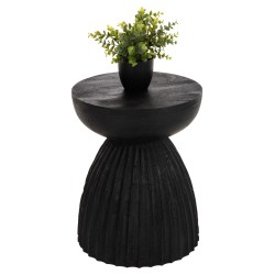 Σκαμπό στρόγγυλο Scallop μασίφ Mango σε σε μαύρο χρώμα φ35x45Ycm Σκαμπό στρόγγυλο Scallop μασίφ Mango σε σε μαύρο χρώμα φ35x45Ycm