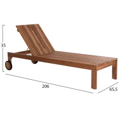 Ξαπλώστρα Lagertha ξύλο Teak σε φυσικό χρώμα 200x65x102Υcm