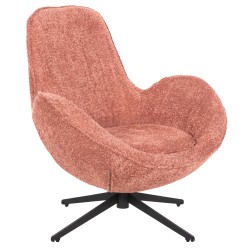 Πολυθρόνα περιστρεφόμενη Brynn ροζ μπουκλέ - μαύρη μεταλλική βάση 86x76x87Ycm