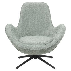 Πολυθρόνα περιστρεφόμενη Brynn πράσινο μπουκλέ - μαύρη μεταλλική βάση 86x76x87Ycm