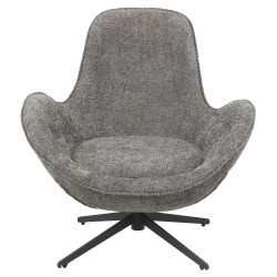 Πολυθρόνα περιστρεφόμενη Brynn γκρι μπουκλέ - μαύρη μεταλλική βάση 86x76x87Ycm