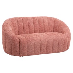 Καναπές διθέσιος Μoby σε χρώμα ροζ με μπουκλέ ύφασμα διαστάσεων 148x83x66Υcm