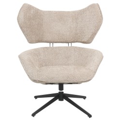 Πολυθρόνα περιστρεφόμενη Bryll μπεζ μπουκλέ μαύρη βάση 86x90x97Υcm