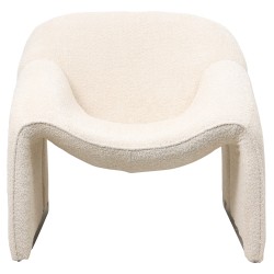 Πολυθρόνα Spiner εκρού μπουκλέ ύφασμα διαστάσεων 81x64x74Ycm