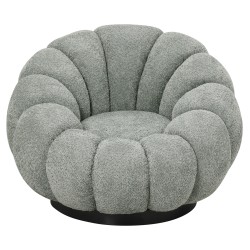 Πολυθρόνα περιστρεφόμενη Grymm φυστικί μπουκλέ - μαύρη μεταλλική βάση 90x93x65Ycm