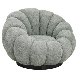 Πολυθρόνα περιστρεφόμενη Grymm φυστικί μπουκλέ - μαύρη μεταλλική βάση 90x93x65Ycm
