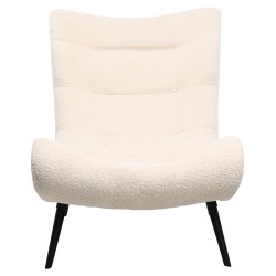 Πολυθρόνα Brym εκρού μπουκλέ ύφασμα - με μαύρα ξύλινα ποδιά διαστάσεων 97x80x100Ycm