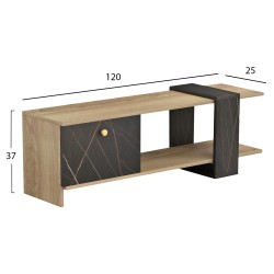 Έπιπλο τηλεόρασης από μελαμίνη henriette σε απόχρωση sonama-μαυρο μάρμαρο διάστασεων 120x25x37Υ  cm.