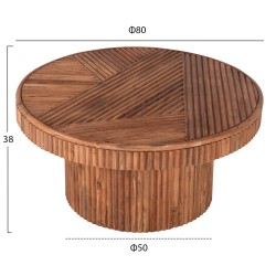 Τραπέζι σαλονιού στρόγγυλο Ranne μασίφ ξύλο ακακίας σε φυσικό φ80x38Υcm