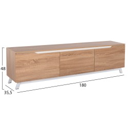 Έπιπλο τηλεόρασης kimia  από μελαμίνη σε απόχρωση sonama-λευκό 180x35x48,5Ycm.