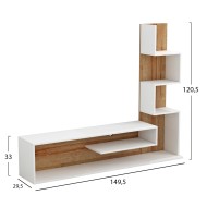 Σύνθετο τηλεόρασης Edelie μελαμίνη σε λευκό-φυσικό 150x29,5x120Ycm