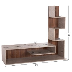 Σύνθετο τηλεόρασης Edelie μελαμίνης γκρι stone texture-φυσικό 150x29,5x120Ycm