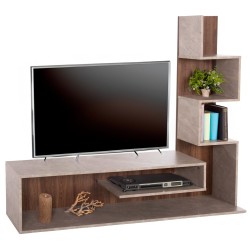 Σύνθετο τηλεόρασης Edelie μελαμίνης γκρι stone texture-φυσικό 150x29,5x120Ycm