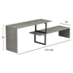 Έπιπλο τηλεόρασης επεκτεινόμενο briggite μελαμίνης σε χρώμα grey stone texture διατάσεων 160x30x45Υcm.