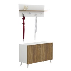 Έπιπλο εισόδου Delphine από μελαμίνη σε φυσικό - λευκό χρώμα διαστάσεων 80x31,3x41,5Υcm