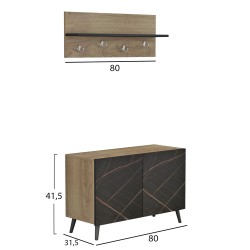 Έπιπλο εισόδου μελαμίνης Delphine σε φυσικό - μαύρο μάρμαρο διαστάσεων 80x31,3x41,5Ycm