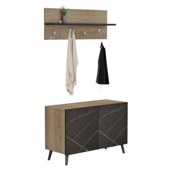 Έπιπλο εισόδου μελαμίνης Delphine σε φυσικό - μαύρο μάρμαρο διαστάσεων 80x31,3x41,5Ycm