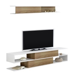 Σύνθετο τηλεόρασης Birgitta μελαμίνης σε φυσικό-λευκό 181x31,5x39,6Ycm