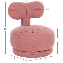 Σκαμπό με πλάτη περιστρεφόμενη Krivio σάπιο μήλο μπουκλέ ύφασμα 52x53x60Ycm