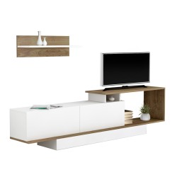 Σύνθετο τηλεόρασης Garcelle μελαμίνη σε φυσικό-λευκό διαστάσεων 180x29,6x45Ycm
