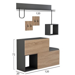 Έπιπλο εισόδου cerb από μελαμίνη σε sonama-γκρι χρώμα διαστάσεων 120x20x72Ycm