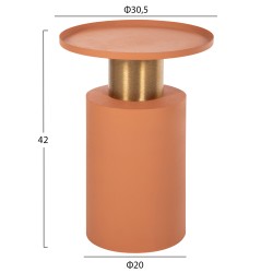 Βοηθητικό μεταλλικό τραπεζάκι διαστάσεων φ30,5x42Υcm σε πορτοκαλί χρώμα PUNJAB 