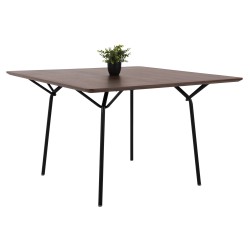 Τραπέζι τραπεζαρίας Trenk mdf με καπλαμά δρυός καρυδί - μαύρο μέταλλο 120x120x75Ycm