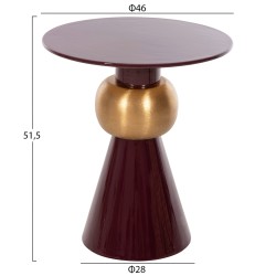 Στρογγυλό βοηθητικό τραπεζάκι από μέταλλο σε μπορντώ χρώμα διαστάσεων φ46x51.5Ycm PATNA