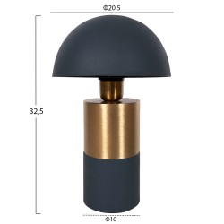 Επιτραπέζιο φωτιστικό pune από μέταλλο σε μπλε ανθρακί με χρυσό χρώμα Φ20,5x32,5Υ cm.