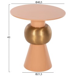 Στρογγυλό βοηθητικό τραπεζάκι από μέταλλο σε σομόν χρώμα διαστάσεων φ40,5x43Ycm PATNA