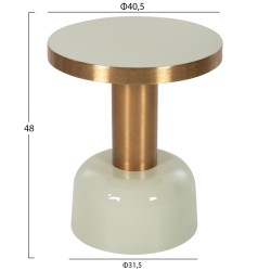 Μεταλλικό βοηθητικό τραπεζάκι διαστάσεων Φ40,5x48Υcm σε ανοιχτό πράσινο - χρυσό χρώμα ERODE 