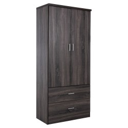 Ντουλάπα δίφυλλη Reina με 2 συρτάρια μελαμίνης ανθρακί 80x41,5x181Ycm