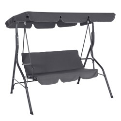 Κούνια 3θεσια με σκίαστρο likid μεταλλική σε γκρι χρώμα διαστάσεων 174x110x159-200Υ cm. Κούνια 3θεσια με σκίαστρο likid μεταλλική σε γκρι χρώμα διαστάσεων 174x110x159-200Υ cm.