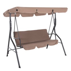 Κούνια 3θεσια με σκίαστρο likid με  μέταλλο γκρι και καφέ ύφασμα διαστάσεων 174x110x200Υ cm Κούνια 3θεσια με σκίαστρο likid με  μέταλλο γκρι και καφέ ύφασμα διαστάσεων 174x110x200Υ cm