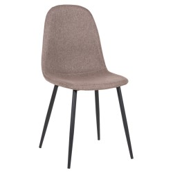 Καρέκλα υφασμάτινη σε σκούρο μπεζ χρώμα με μεταλλικά μαύρα πόδια διαστάσεων 42x49,5x89Υcm LEONARDO