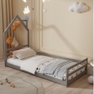 Κρεβάτι παιδικό houser τ. montessori ξύλο πεύκο γκρι- 190x90cm Κρεβάτι παιδικό houser τ. montessori ξύλο πεύκο γκρι- 190x90cm