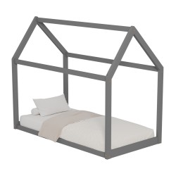 Κρεβάτι παιδικό Pepe τύπου Montessori με ξύλο πεύκο σε χρώμα γκρι διαστάσεων 190x90cm