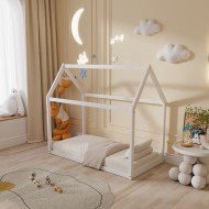 Κρεβάτι παιδικό Pepe τύπου Montessori με ξύλο πεύκο σε χρώμα λευκό διαστάσεων 190x90cm Κρεβάτι παιδικό Pepe τύπου Montessori με ξύλο πεύκο σε χρώμα λευκό διαστάσεων 190x90cm