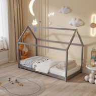 Κρεβάτι παιδικό Pepe τύπου Montessori από ξύλο πεύκο σε χρώμα γκρι 140x70cm Κρεβάτι παιδικό Pepe τύπου Montessori από ξύλο πεύκο σε χρώμα γκρι 140x70cm