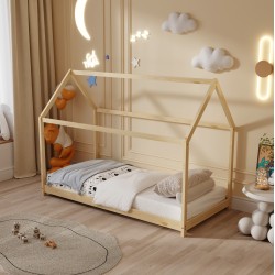 Κρεβάτι παιδικό Pepe τύπου Montessori από ξύλο πεύκο σε χρώμα φυσικό 140x70cm