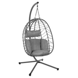 Κρεμαστή πολυθρόνα φωλιά Millie μέταλλο - συνθετικό Rattan γκρι 90x75x190Ycm Κρεμαστή πολυθρόνα φωλιά Millie μέταλλο - συνθετικό Rattan γκρι 90x75x190Ycm