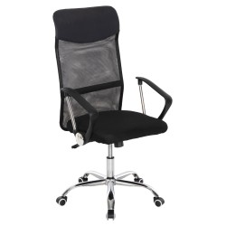 Καρέκλα γραφείου Cable σε χρώμα μαύρο Mesh με πόδι χρωμίου διαστάσεων 61x56x107-117Υcm