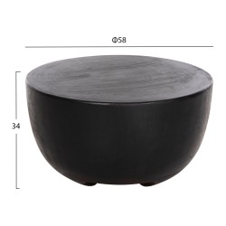 Τραπέζι βοηθητικό pompu μαύρο μασίφ ξύλο suar φ58x34Υcm