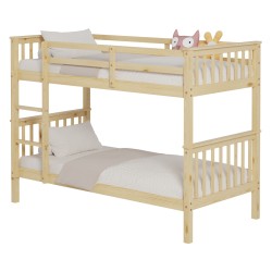 Κρεβάτι - κουκέτα παιδικό Lantai από ξύλο πεύκου σε χρώμα φυσικό για στρώματα 190x90cm