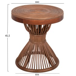 Τραπεζάκι βοηθητικό Circe φυσικό Rattan σε καφέ χρώμα φ40x45,5Υcm