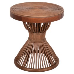 Τραπεζάκι βοηθητικό Circe φυσικό Rattan σε καφέ χρώμα φ40x45,5Υcm