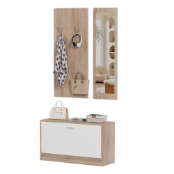 Σετ εισόδου με καθρέφτη Vern μελαμίνης σε απόχρωση Sonama - λευκό διαστάσεων 80x27x175Υcm